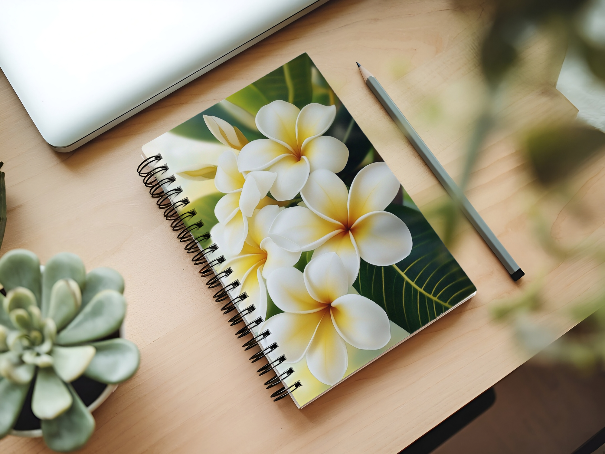 Plumeria Spiral Notebook Personalized for Island Garden Keepsakes