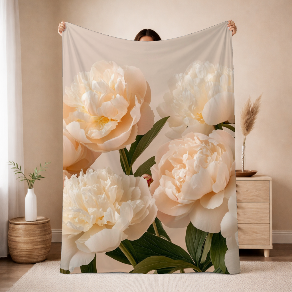 Personalized Woodland Blossom Sherpa Blanket with Custom Name