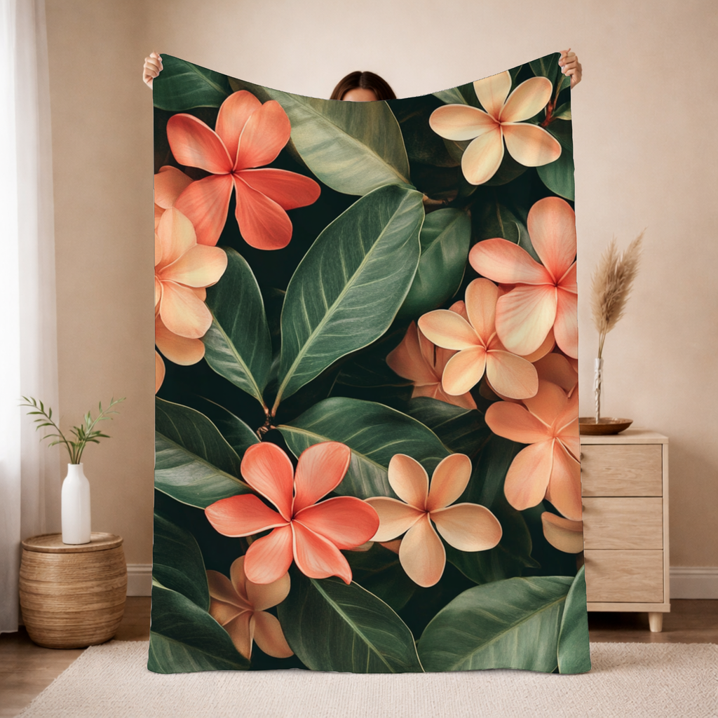 Personalized Floral Sherpa Blanket with Custom Name