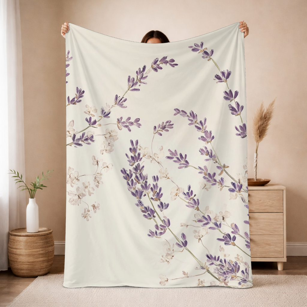 Personalized Lavender Garden Sherpa Blanket with Custom Name