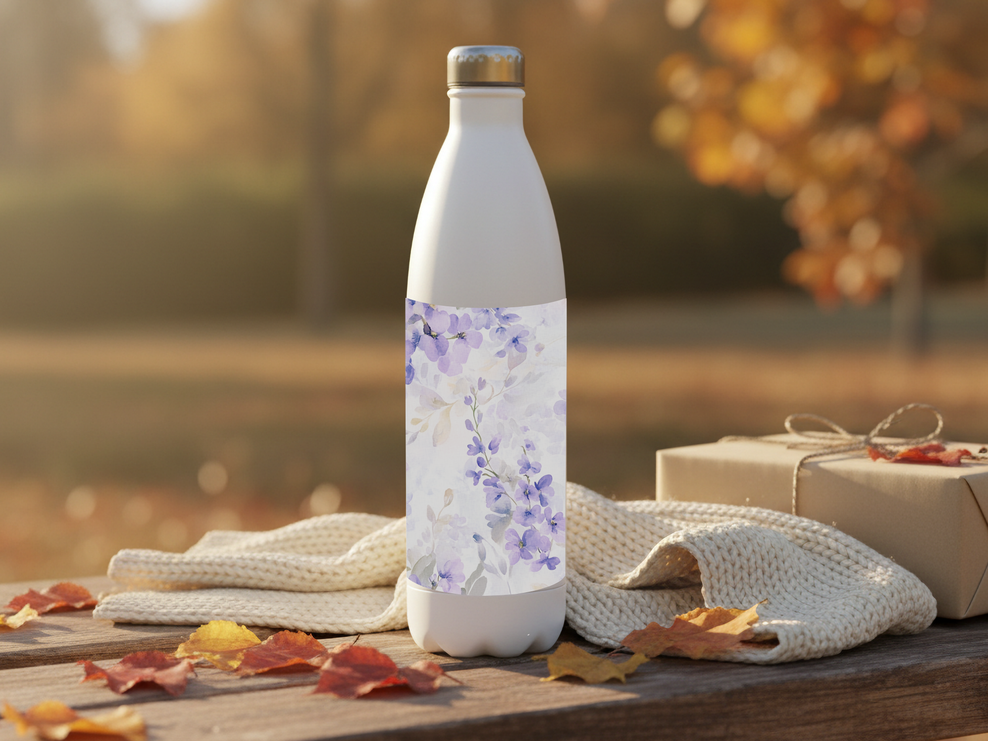Wisteria Garden Escape Water Bottle with Personalized Name