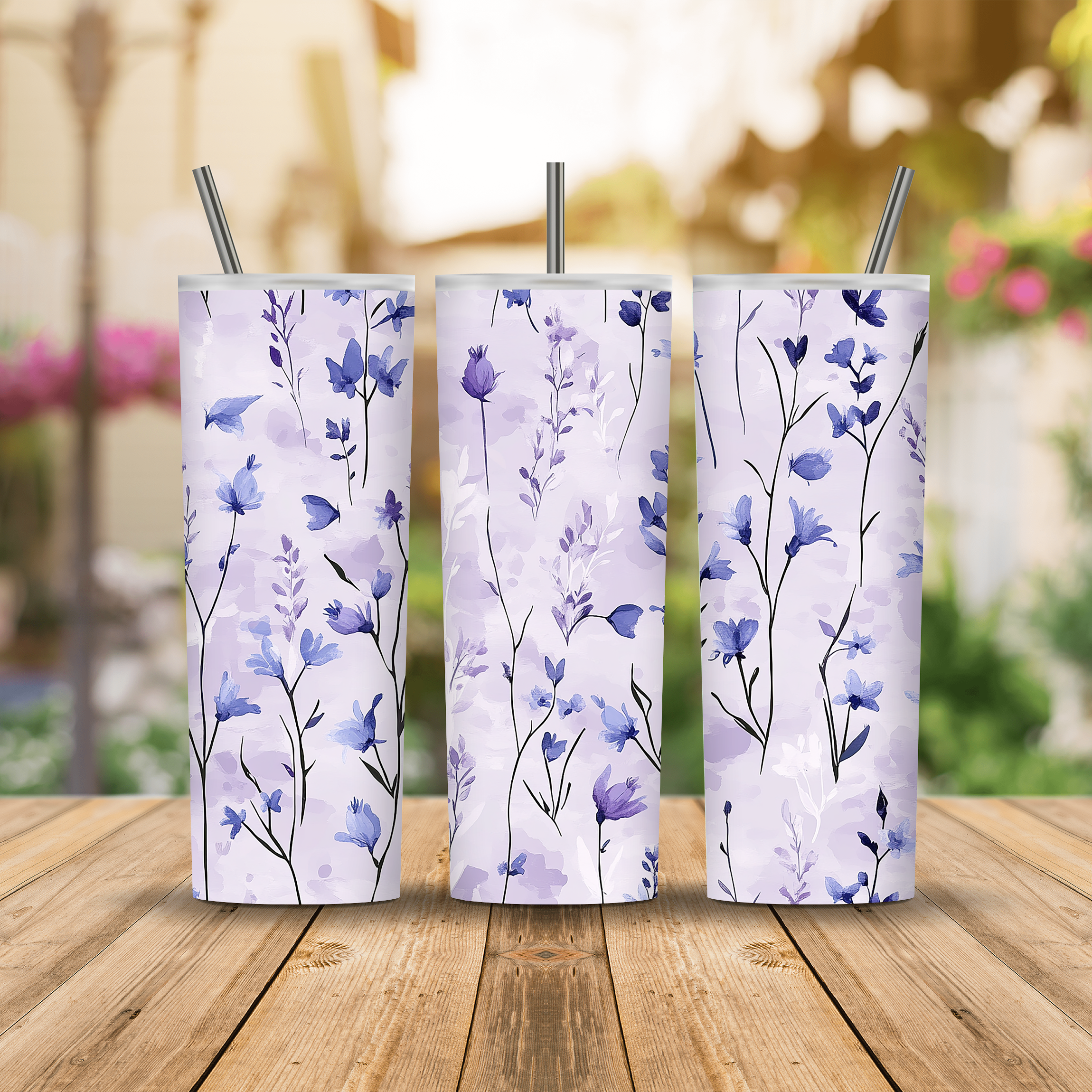 Personalized Petal Escape Stainless Steel Tumbler with Custom Name