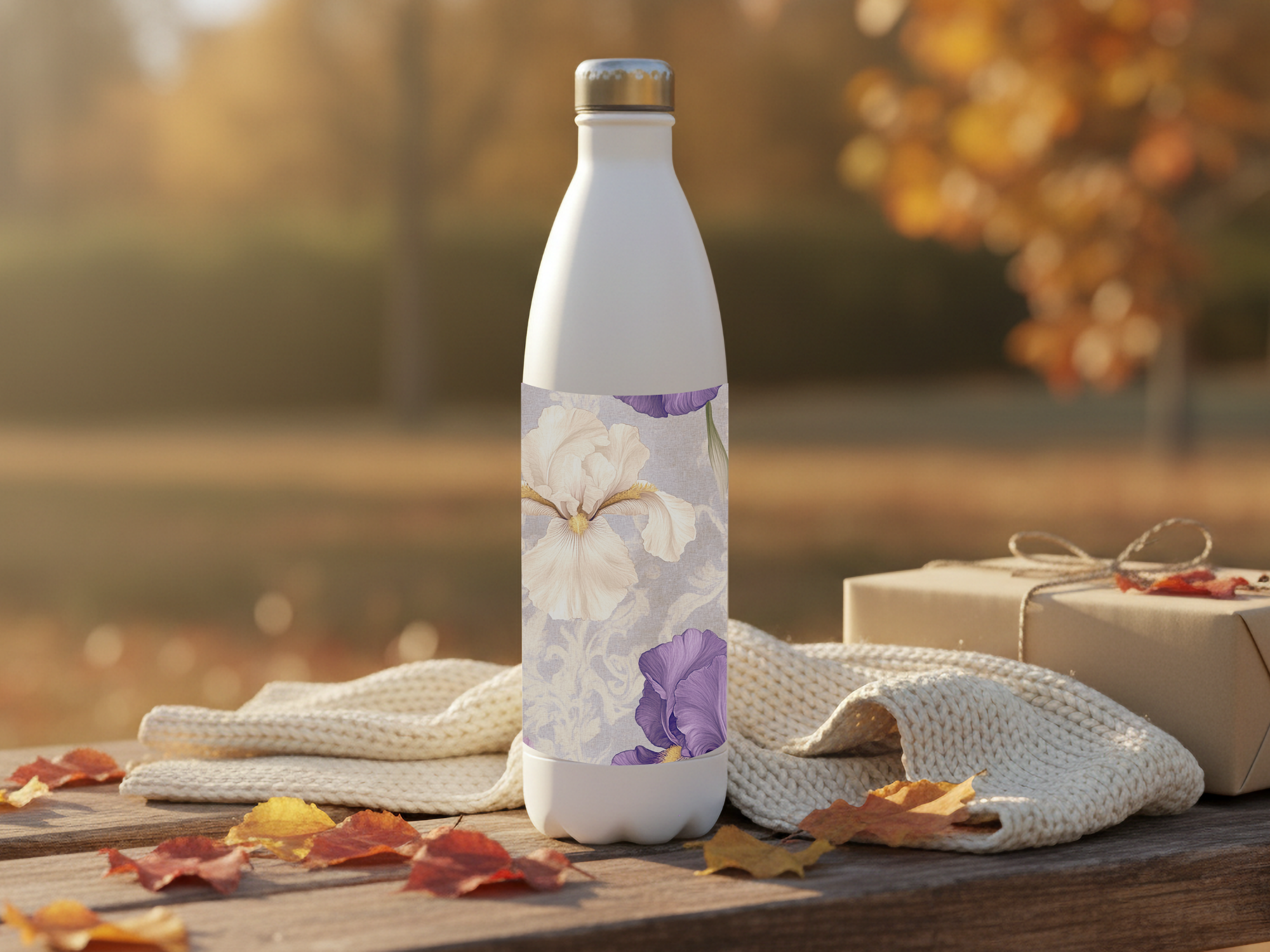 Personalized Garden Bloom Water Bottle with Custom Name Botanical Design