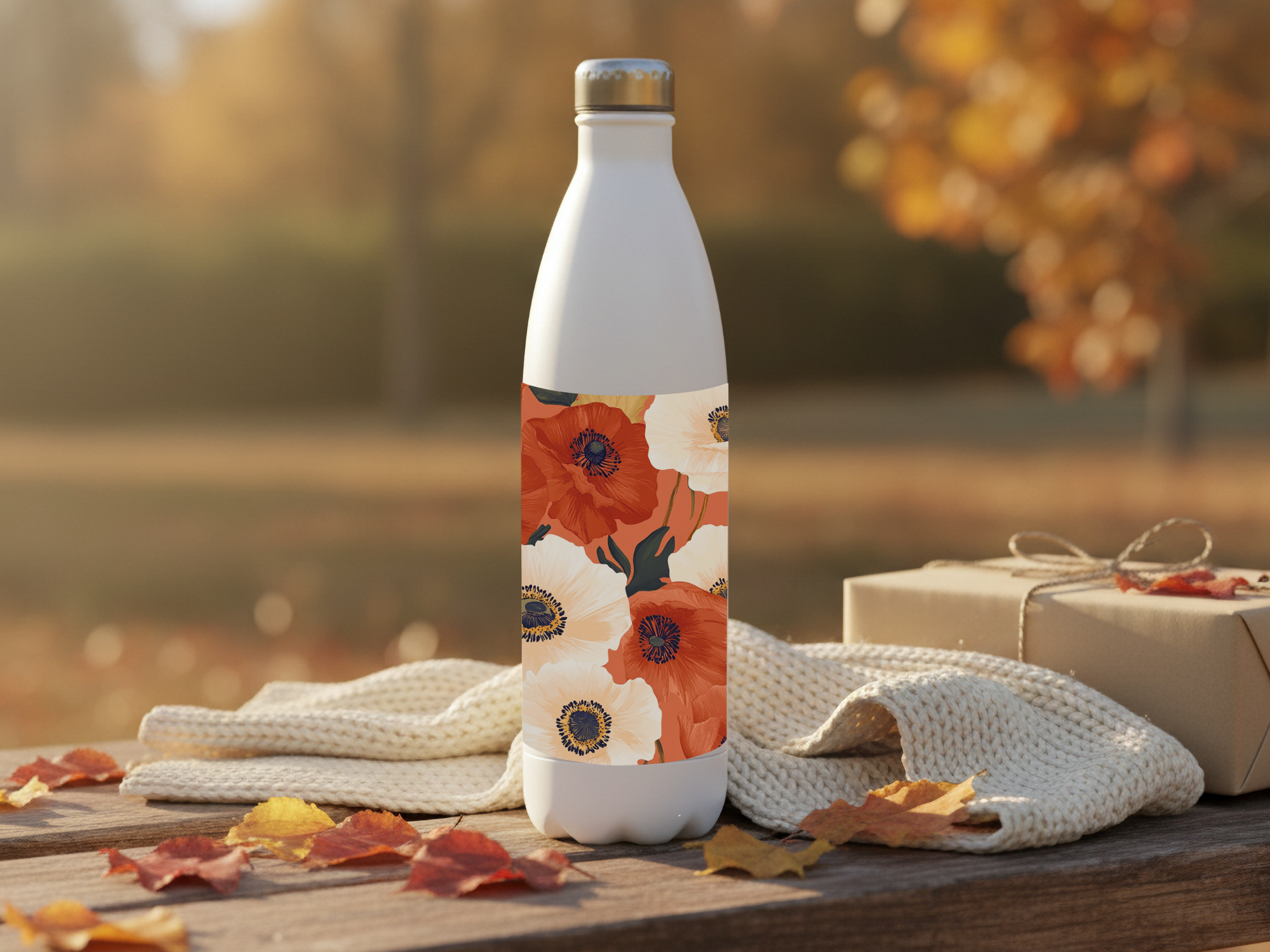 Custom Anemone Water Bottle Personalized with Name for Floral Enthusiasts