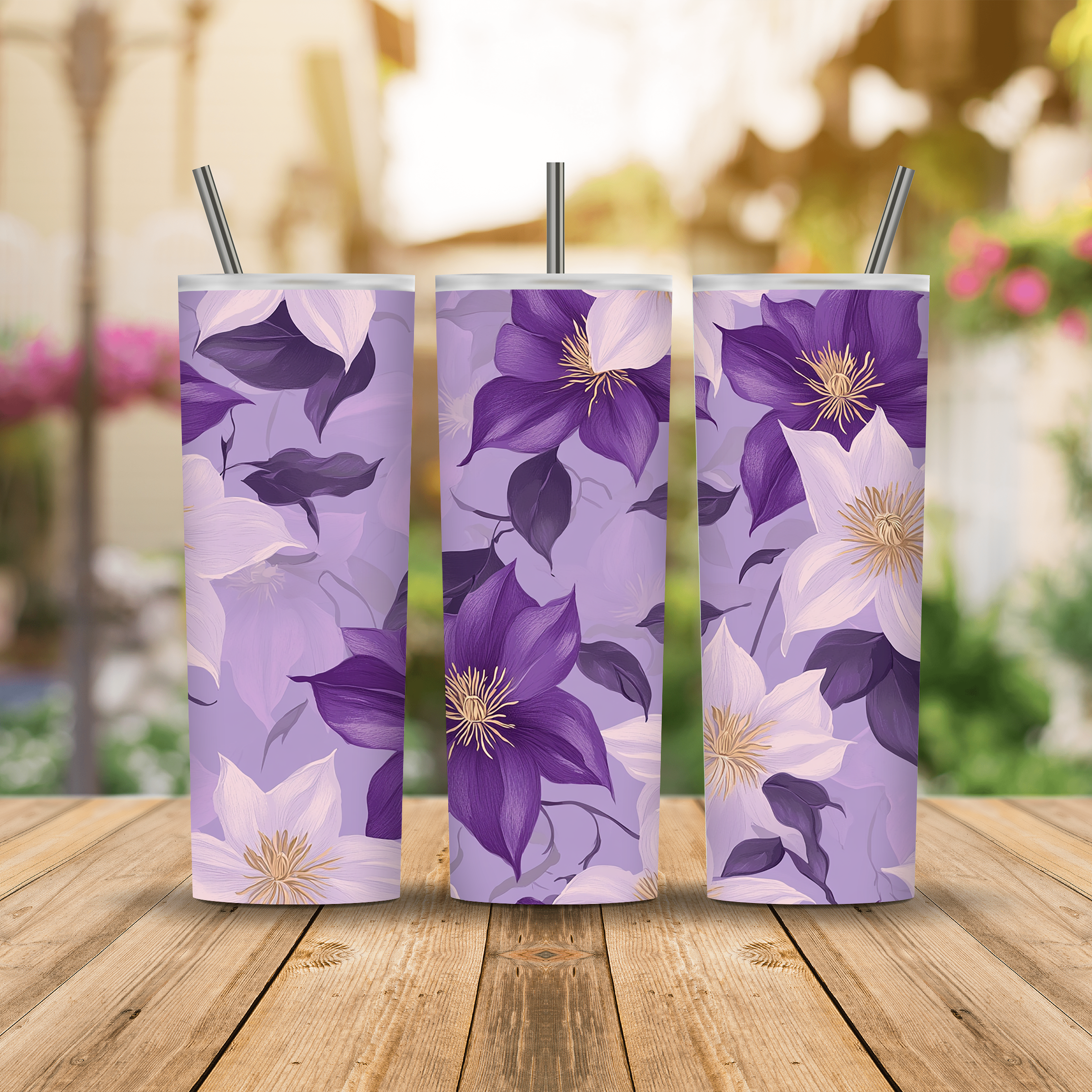 Personalized Petal Meadow Stainless Steel Tumbler with Custom Name