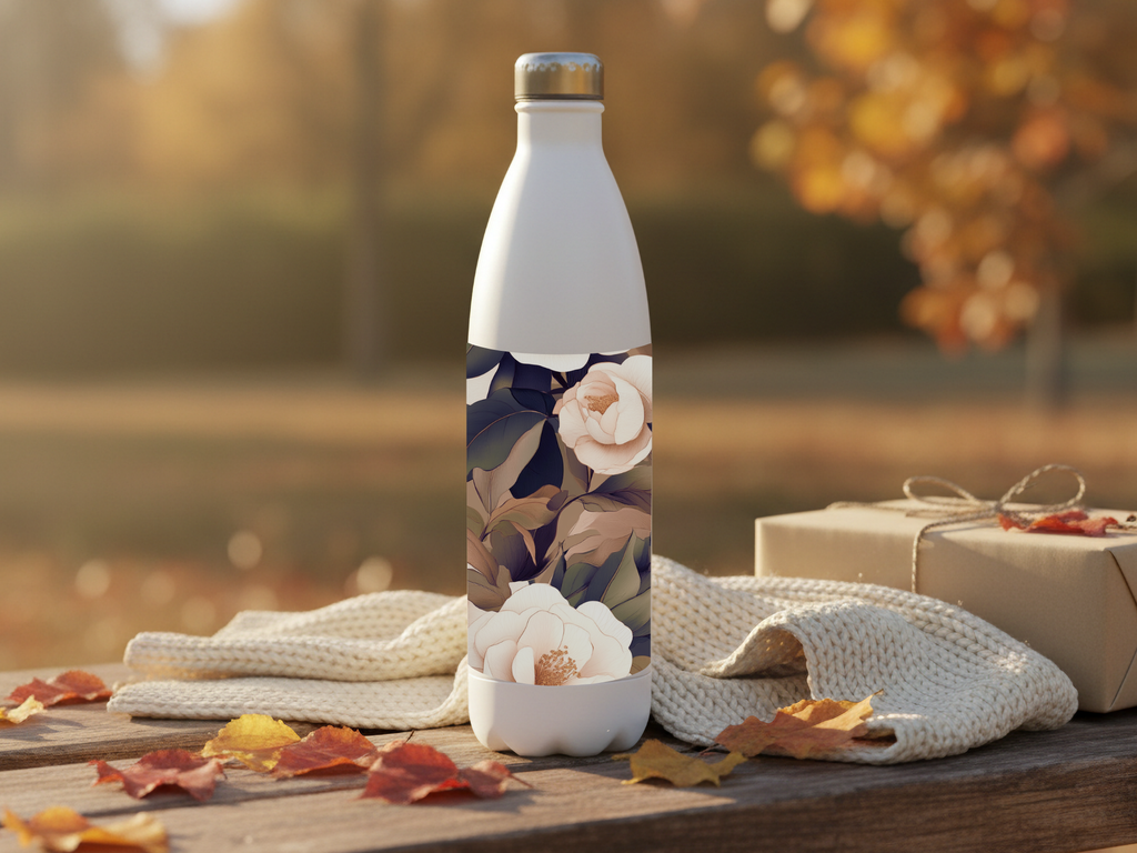 Camellia Blossom Haven Water Bottle with Personalized Name