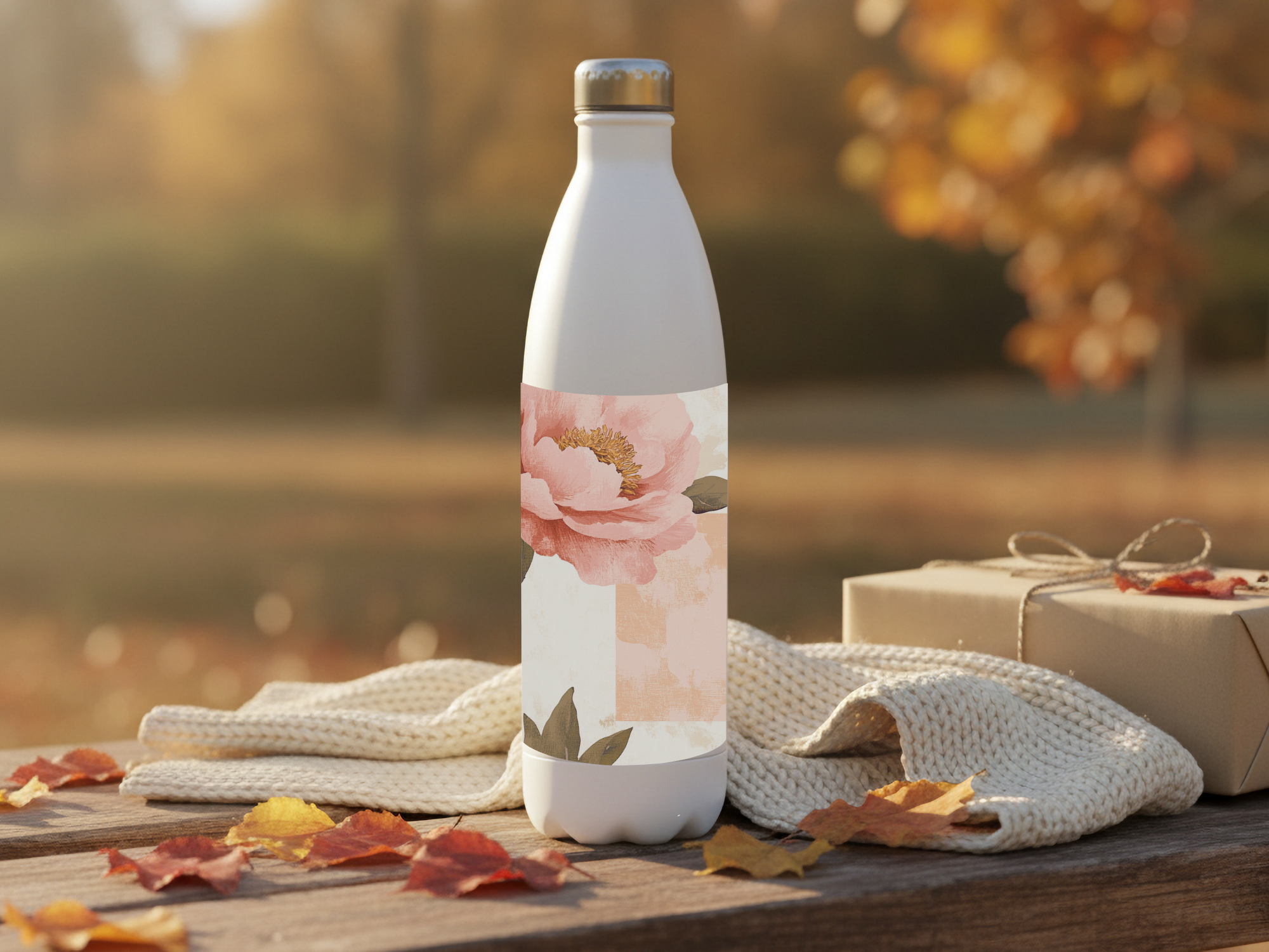 Peony Stainless Steel Water Bottle Personalized for Blossom Grove Retreats