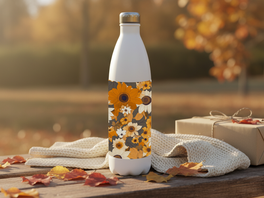 Sunflower & Black-Eyed Susan Stainless Steel Water Bottle Personalized for Prairie Bloom Journeys