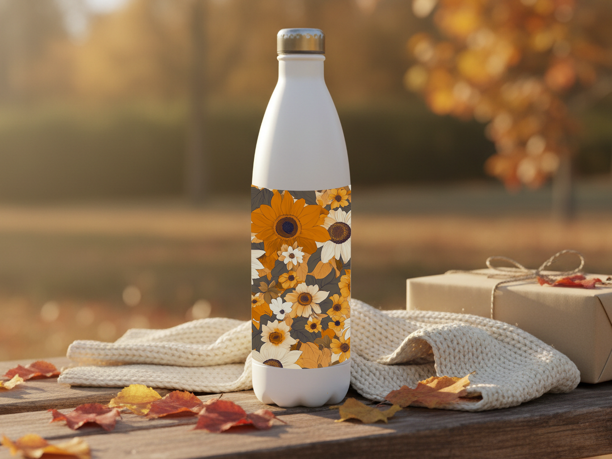 Sunflower & Black-Eyed Susan Stainless Steel Water Bottle Personalized for Prairie Bloom Journeys