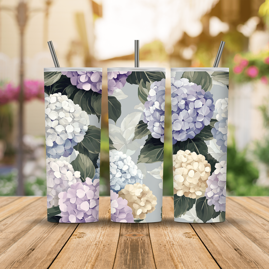 Custom Hydrangea Garden Tumbler with Name, Nature Lover Gift