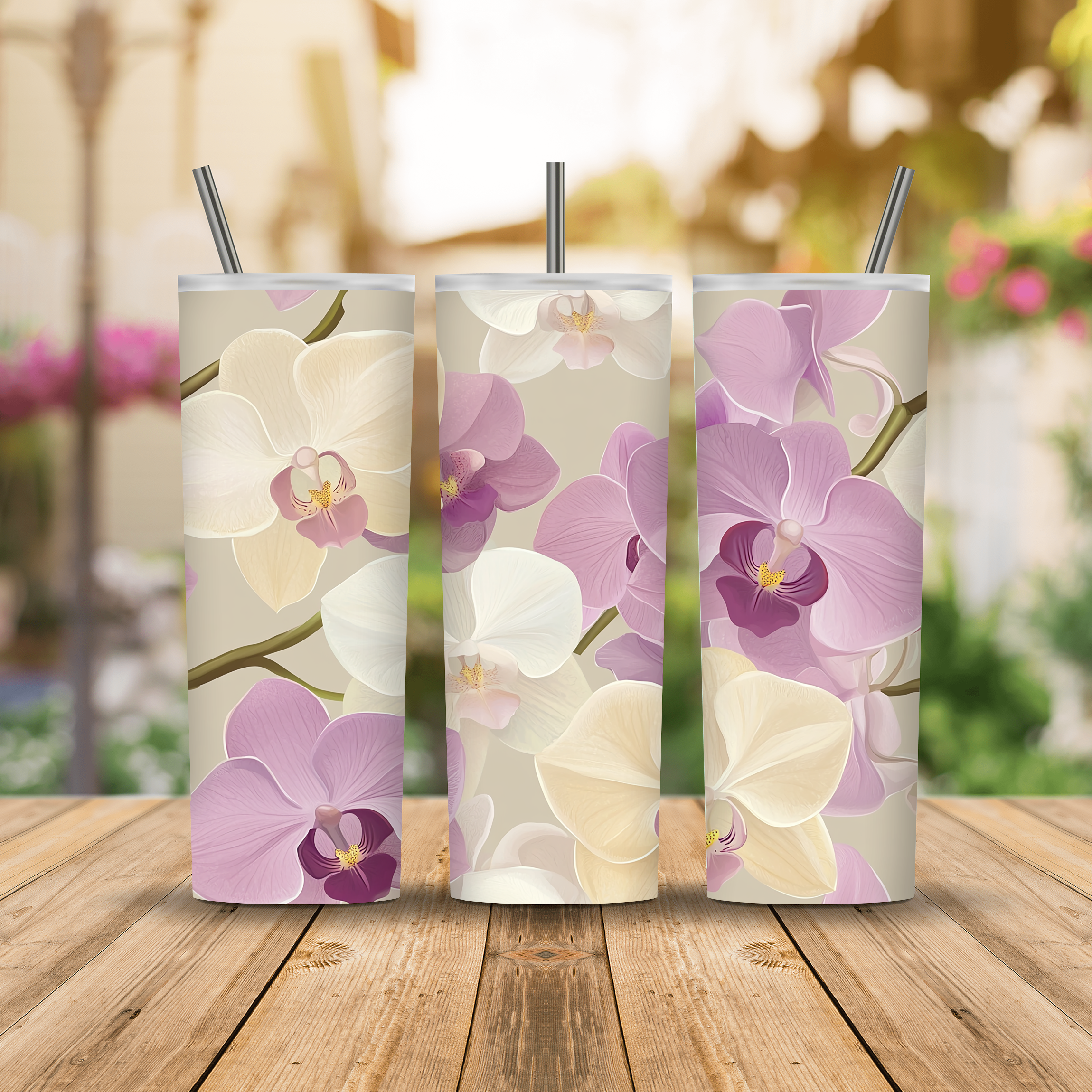 Personalized Petal Haven Stainless Steel Tumbler with Custom Name