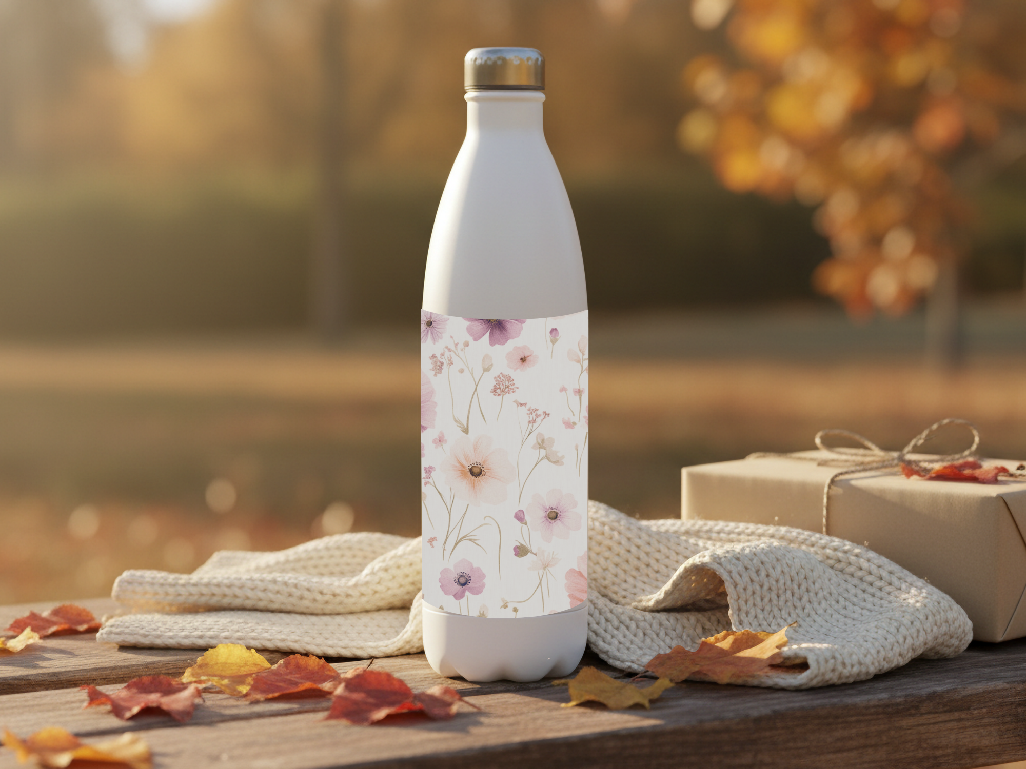 Cosmos Bipinnatus Stainless Steel Water Bottle Personalized for Countryside Bloom Travels