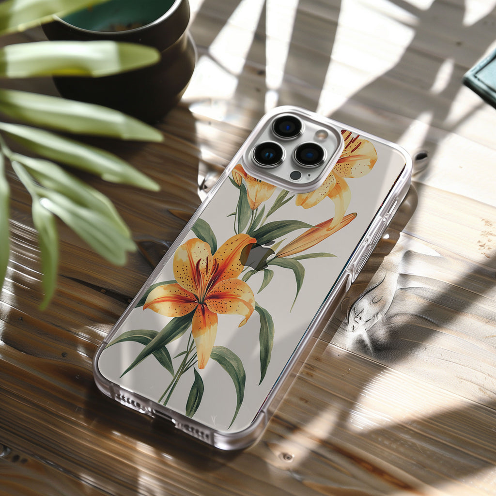 Personalized Tiger Lily iPhone Case with Custom Name