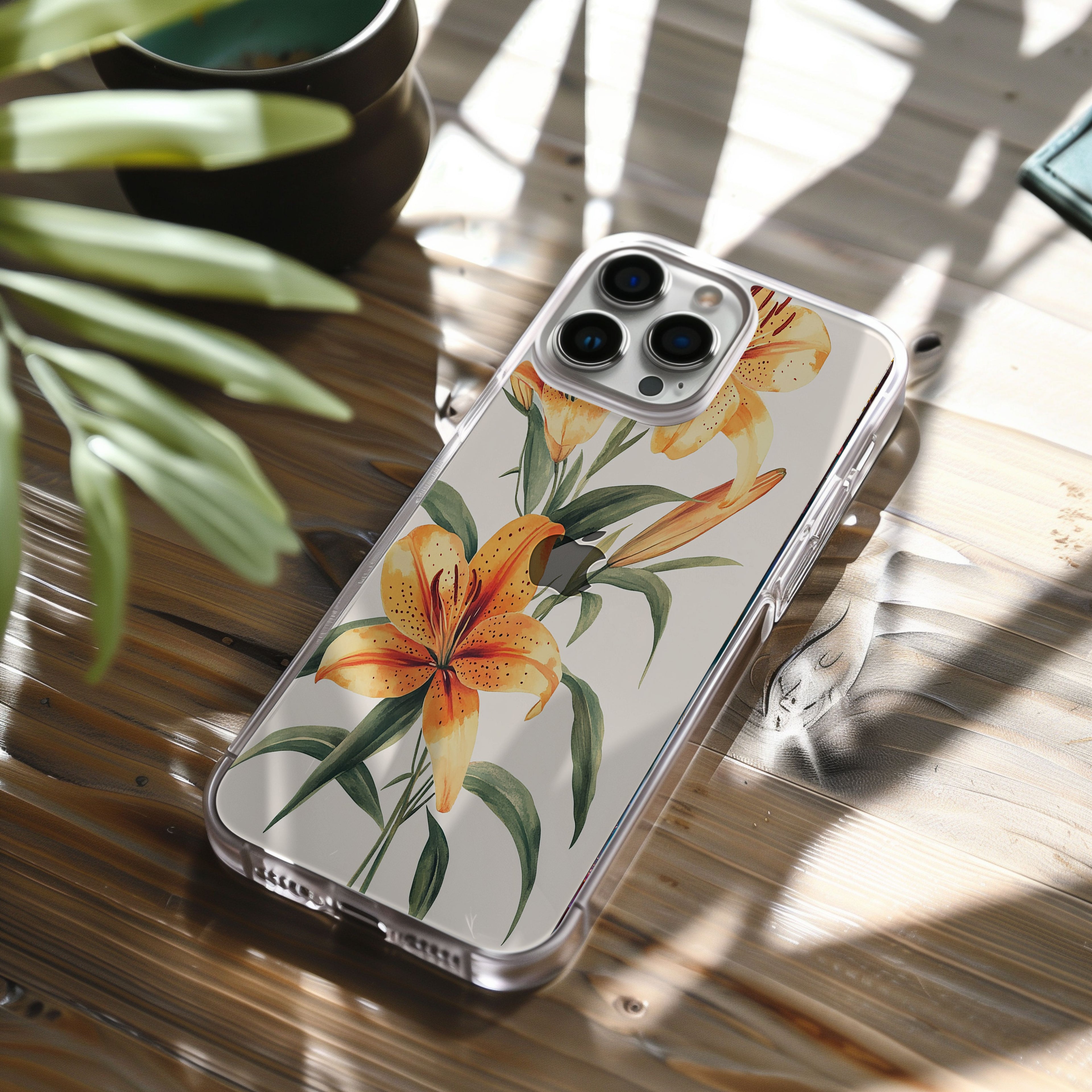 Personalized Tiger Lily iPhone Case with Custom Name