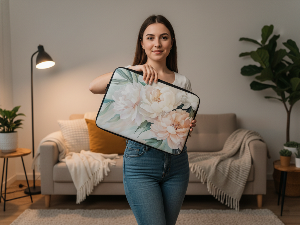Peony Garden Laptop Sleeve Personalized with Name
