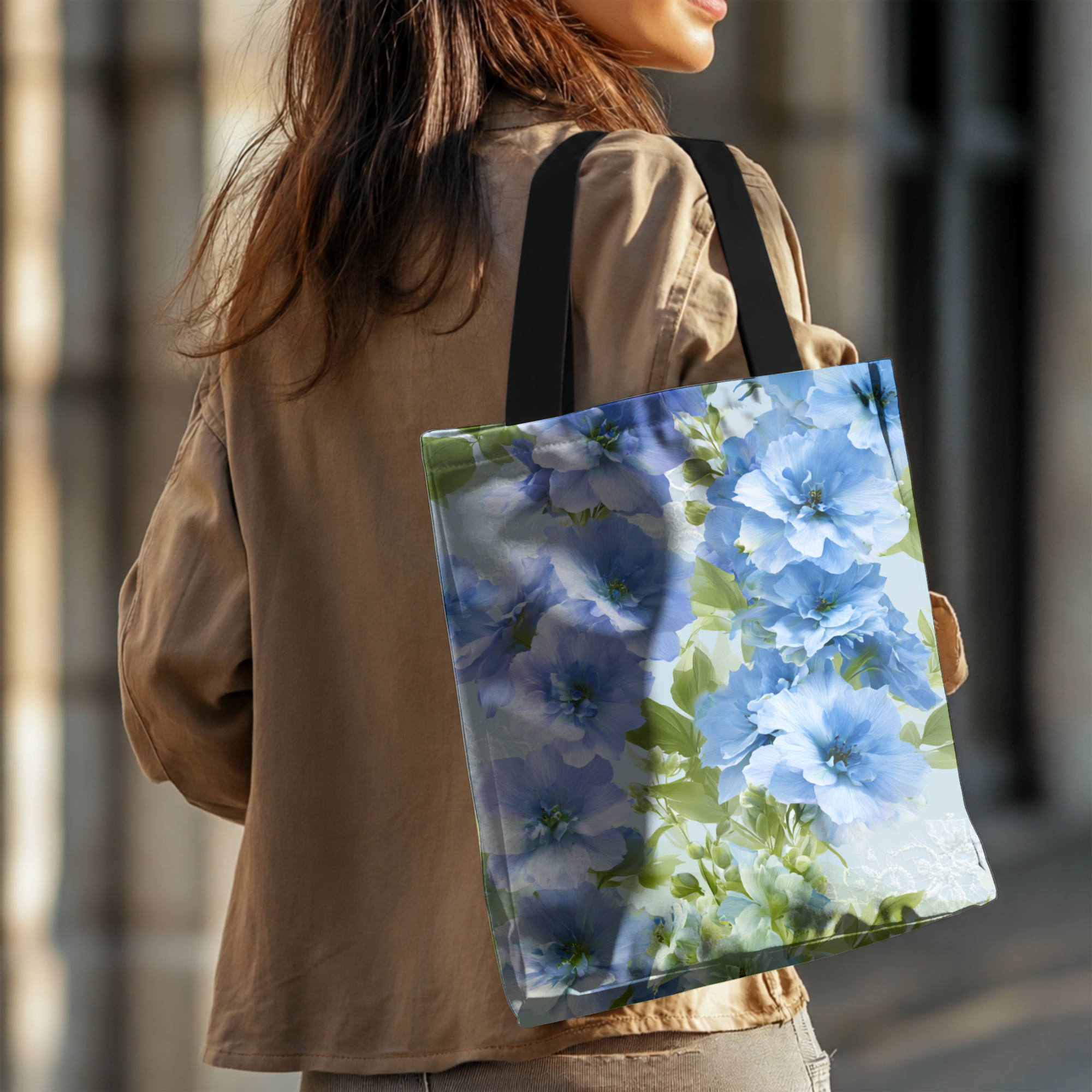 Custom Garden Bloom Tote Bag with Personalized Name for Shopping & Daily Use