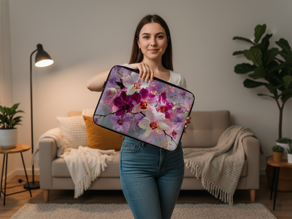 Phalaenopsis Orchid Laptop Organizer with Custom Name