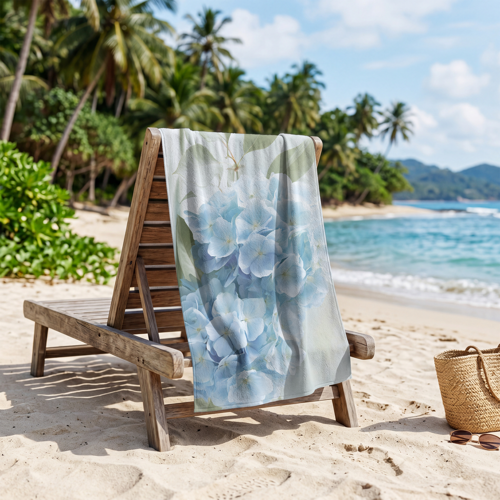 Custom Name Botanical Beach Towel with Floral Design