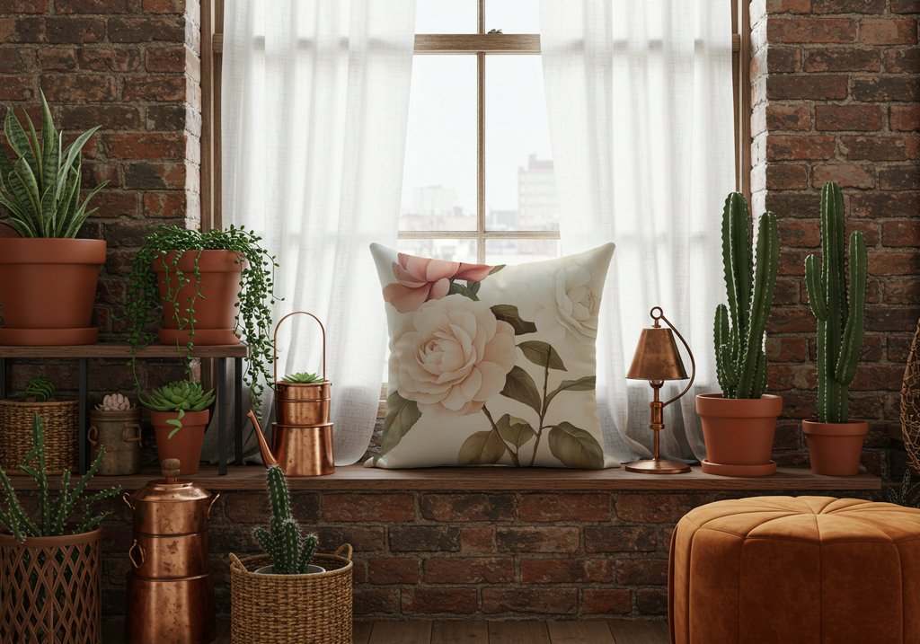 Personalized Camellia Manor Pillow with Custom Name