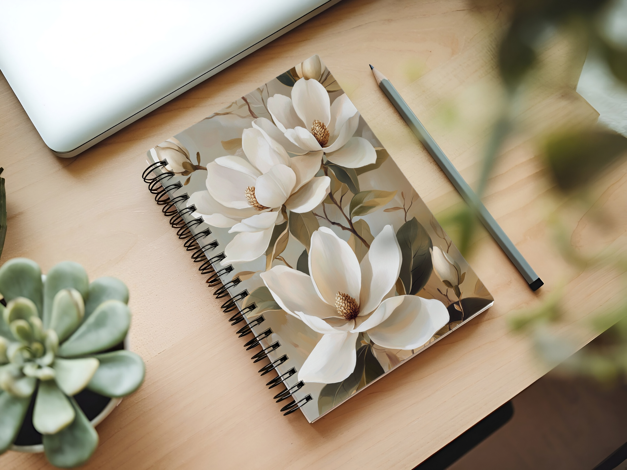 Magnolia Spiral Notebook Personalized for Southern Garden Inspirations
