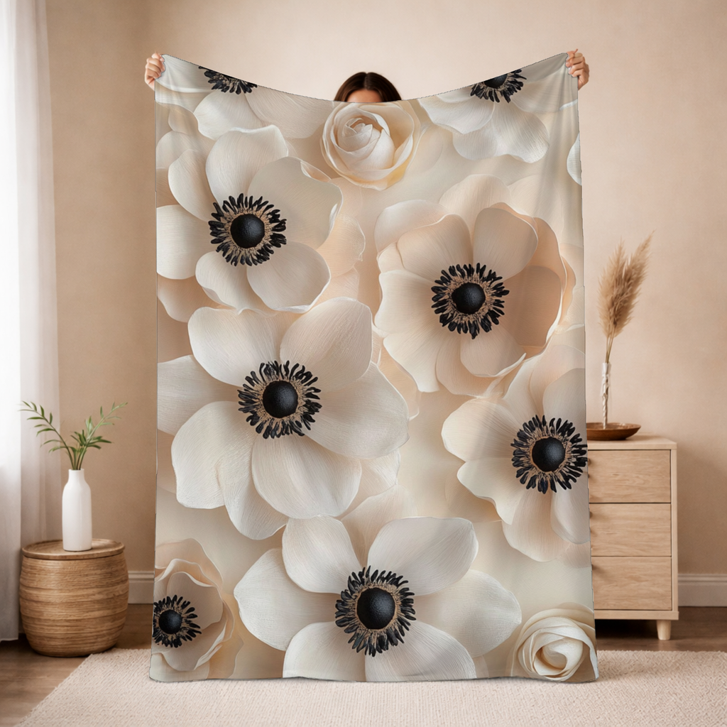 Personalized Petal Harmony Sherpa Blanket with Custom Name
