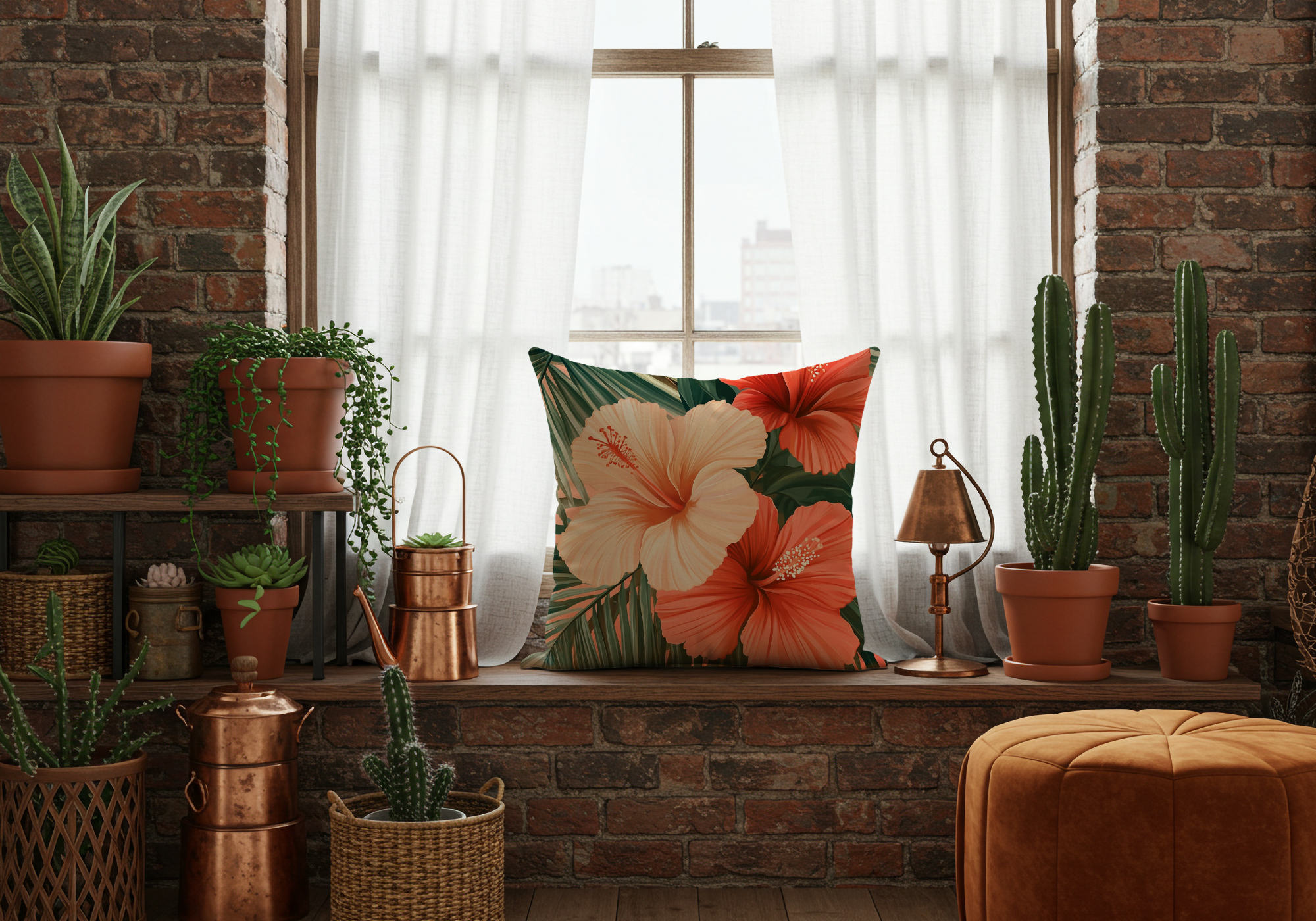 Personalized Hibiscus Paradise Decorative Pillow with Custom Name
