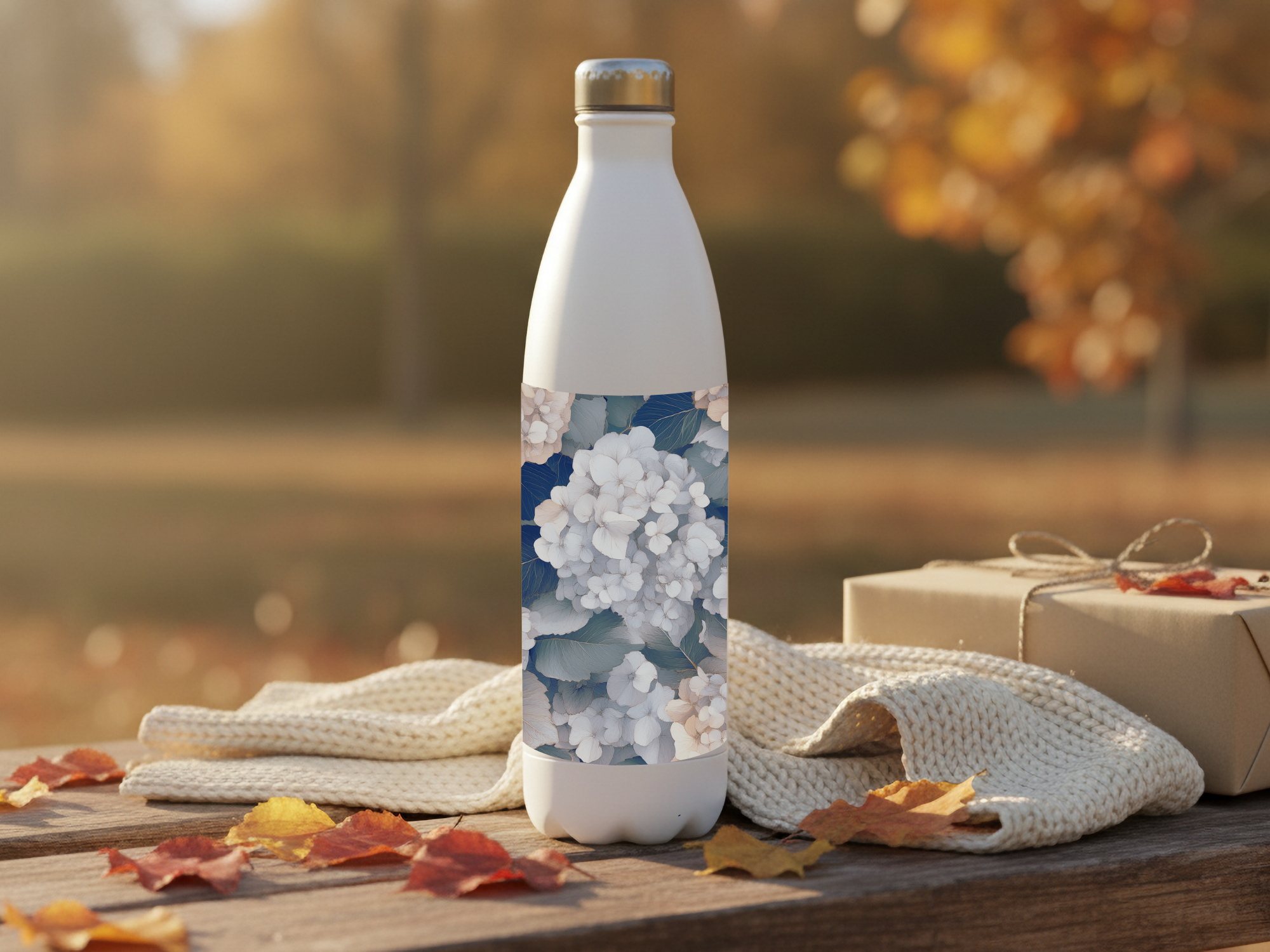Hydrangea Stainless Steel Water Bottle Personalized for Cottage Garden Hydration