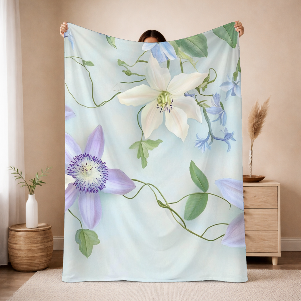 Personalized Floral Hideaway Sherpa Blanket with Custom Name