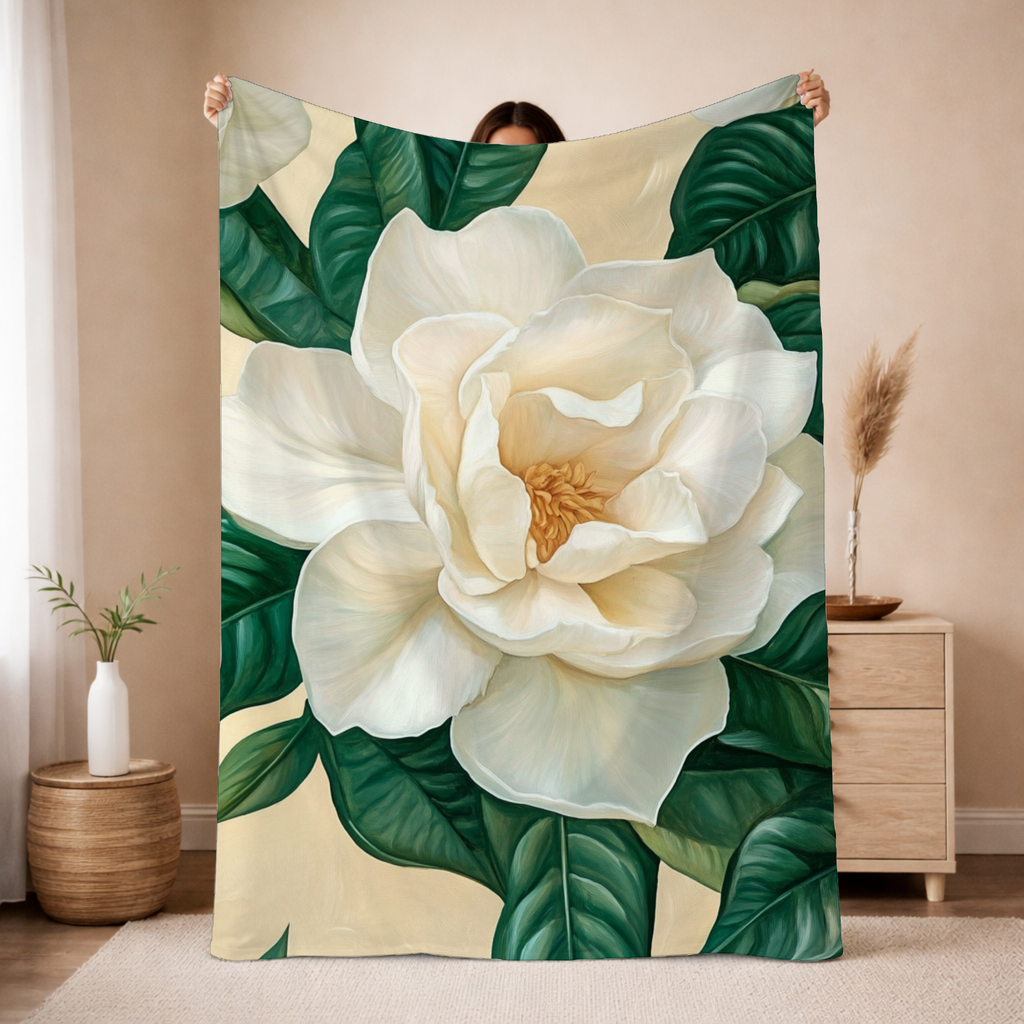 Personalized Magnolia Haven Sherpa Blanket with Custom Name