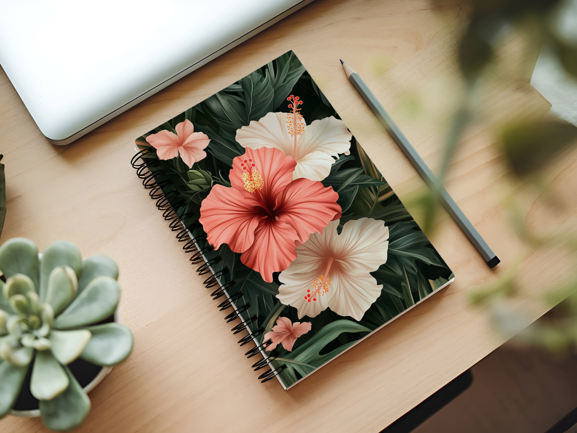 Hibiscus Spiral Notebook Personalized for Tropical Travel Reflections