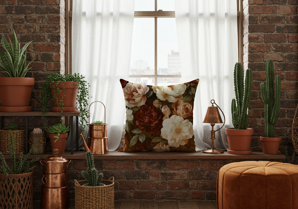 Personalized Garden Rose Pavilion Pillow with Custom Name