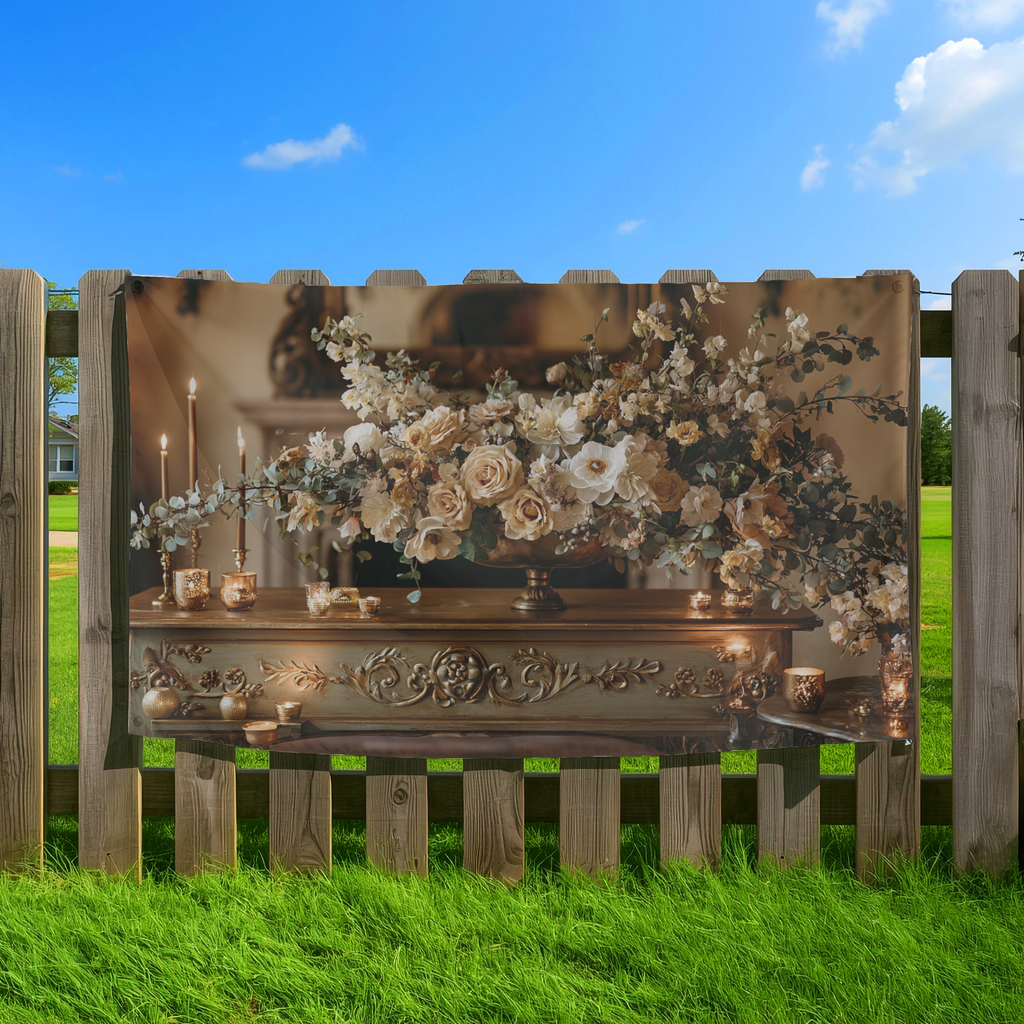 Personalized Floral Garden Banner with Custom Name for Outdoor Yard Decor