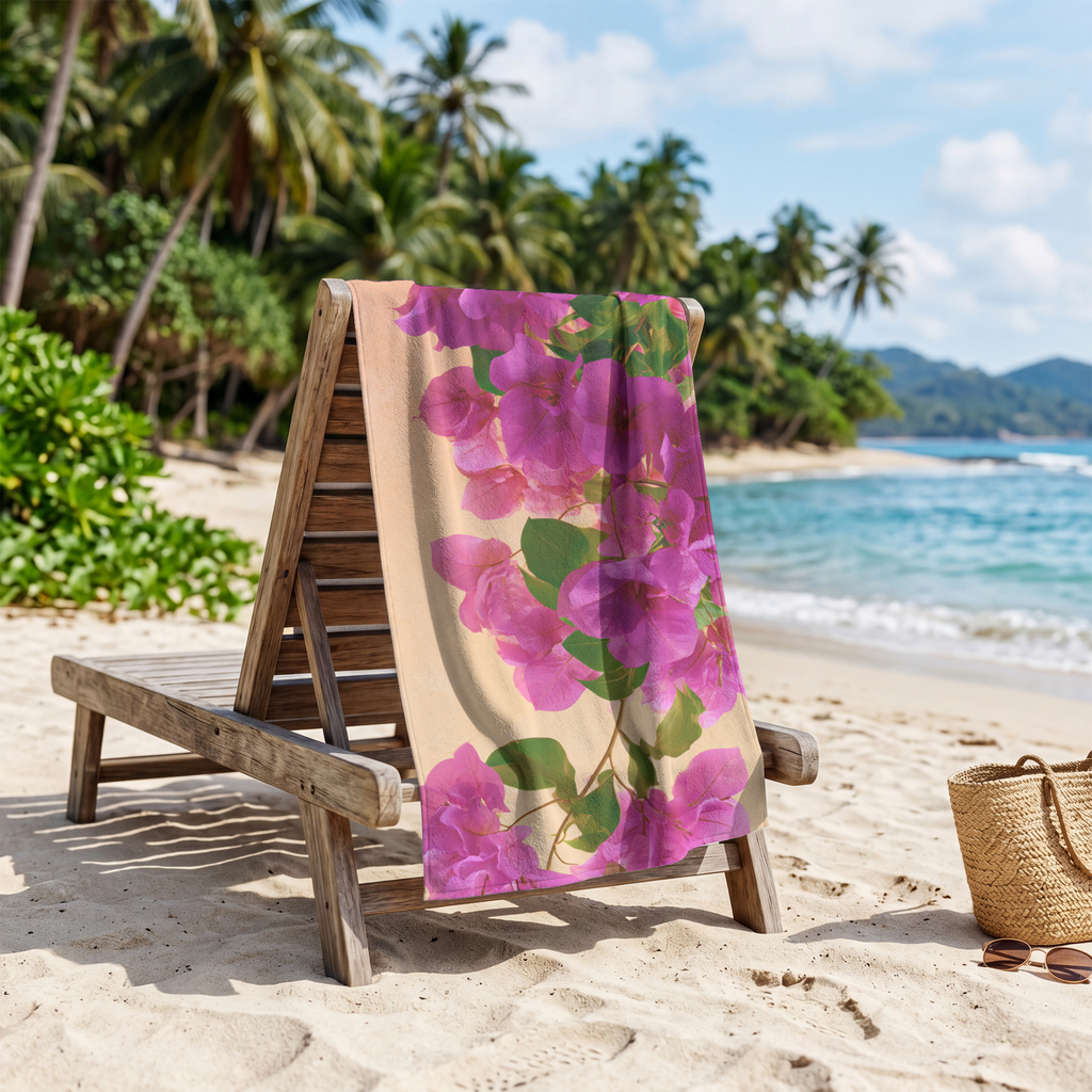 Custom Name Botanical Bath Towel | Personalized Floral Bathroom Towel