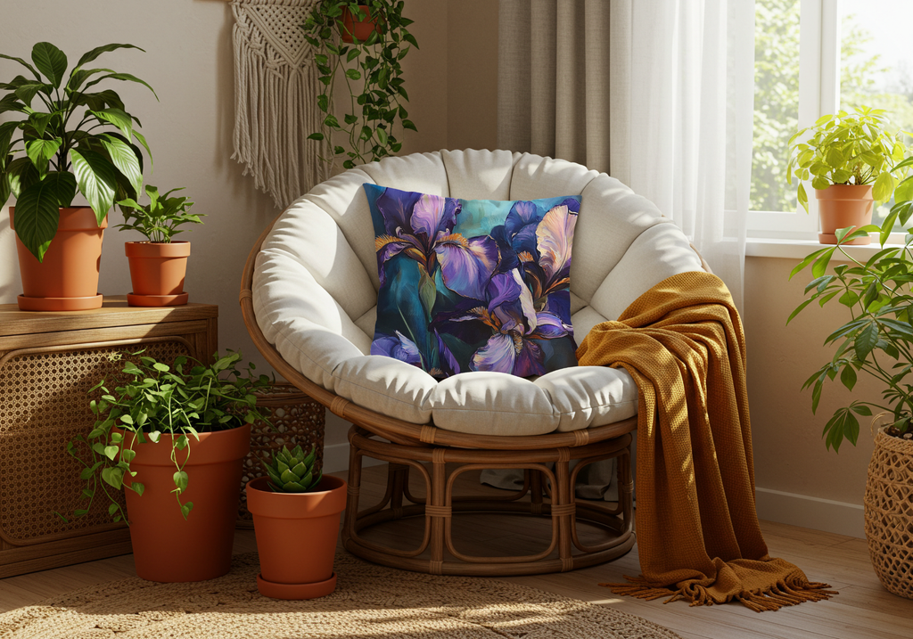 Personalized Iris Bloomscape Pillow with Custom Name