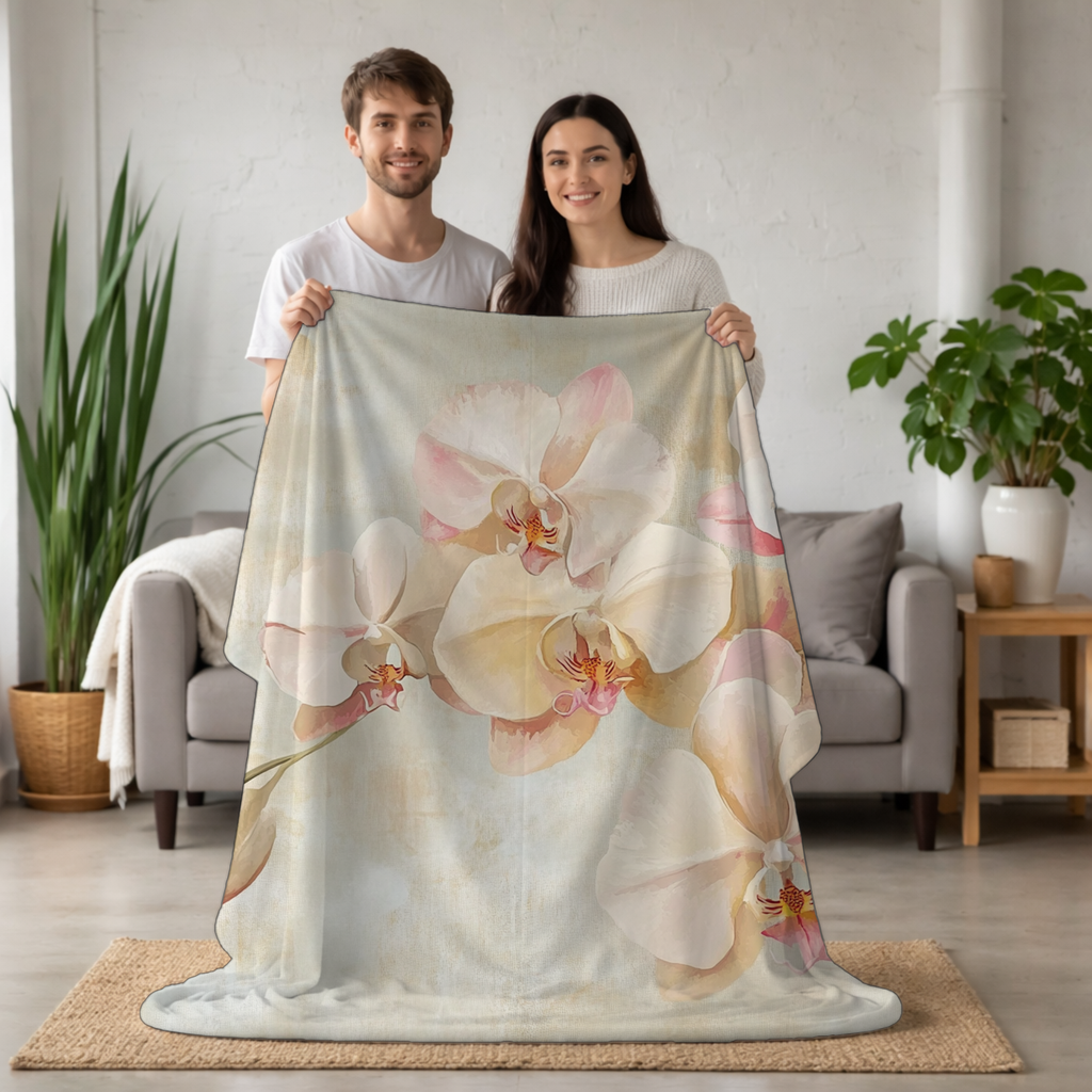 Personalized Rustic Petal Sherpa Blanket with Custom Name