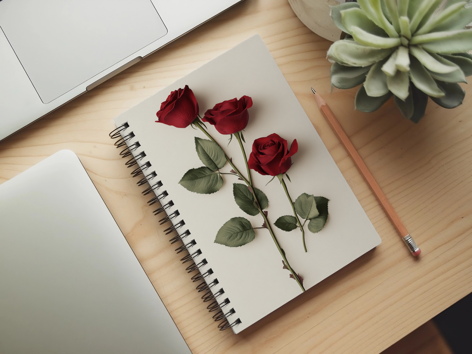 Romantic Rose Spiral Notebook Personalized for Moonlit Garden Letters