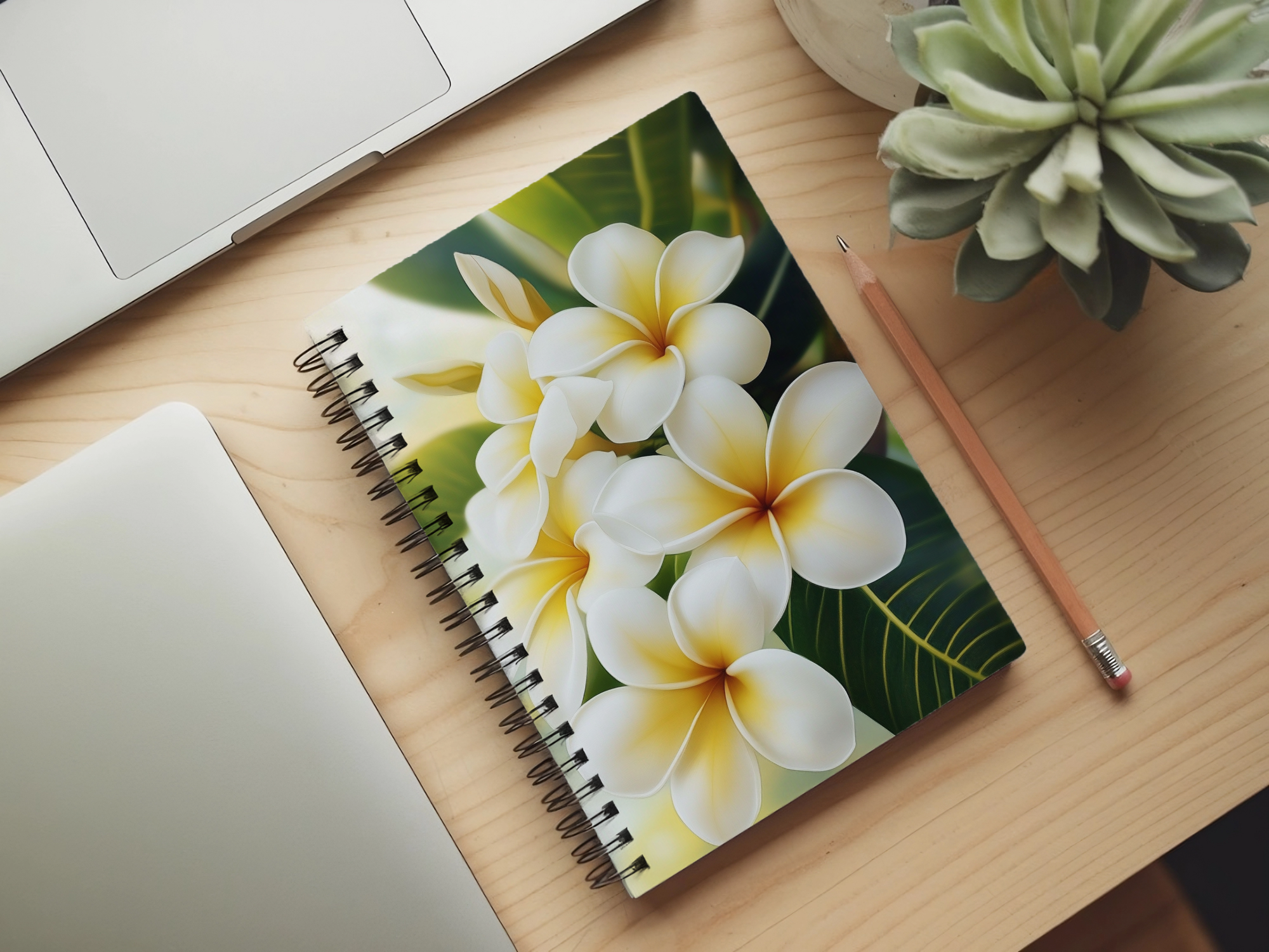 Plumeria Spiral Notebook Personalized for Island Garden Keepsakes