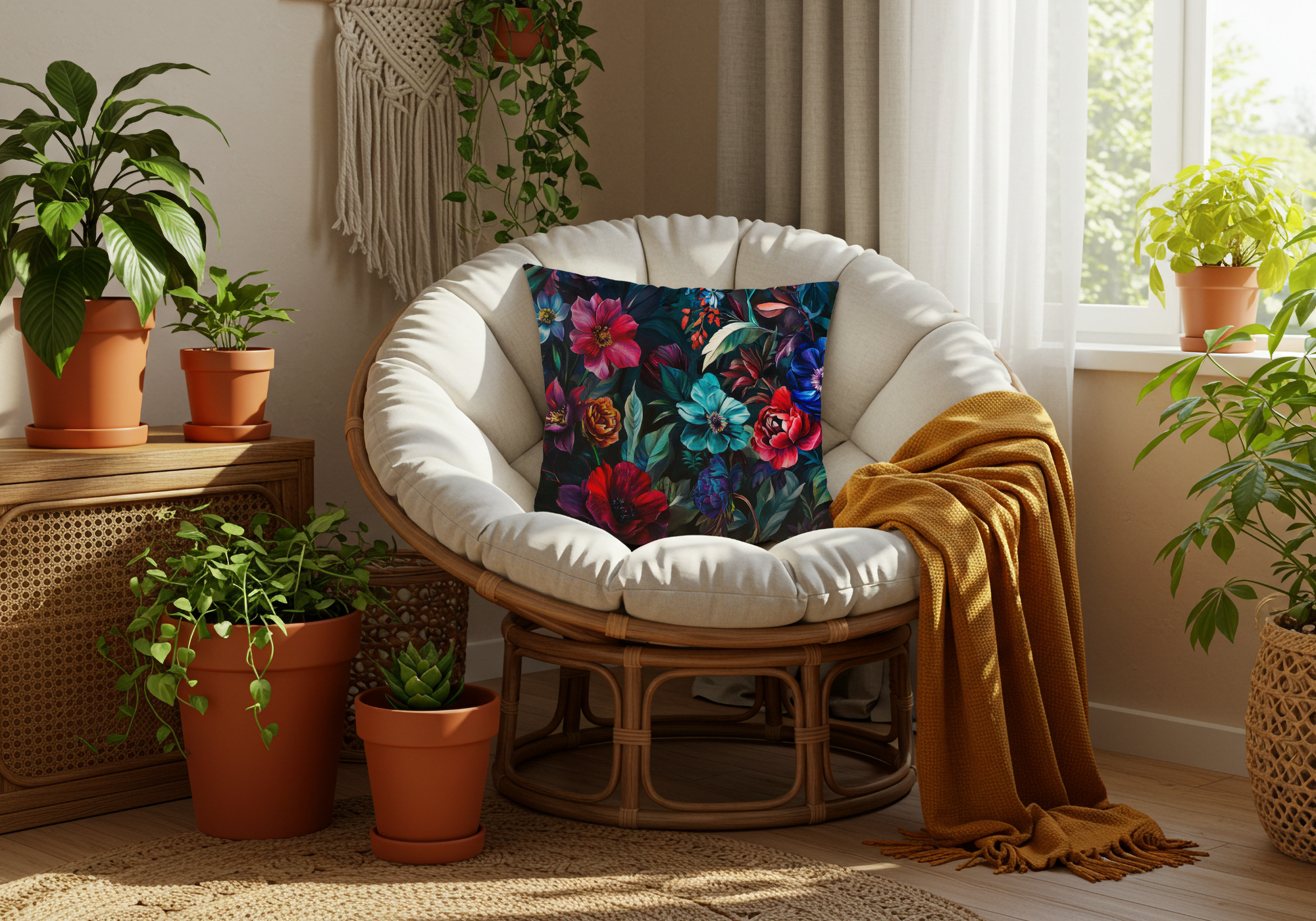 Personalized Botanical Mosaic Pillow with Custom Name