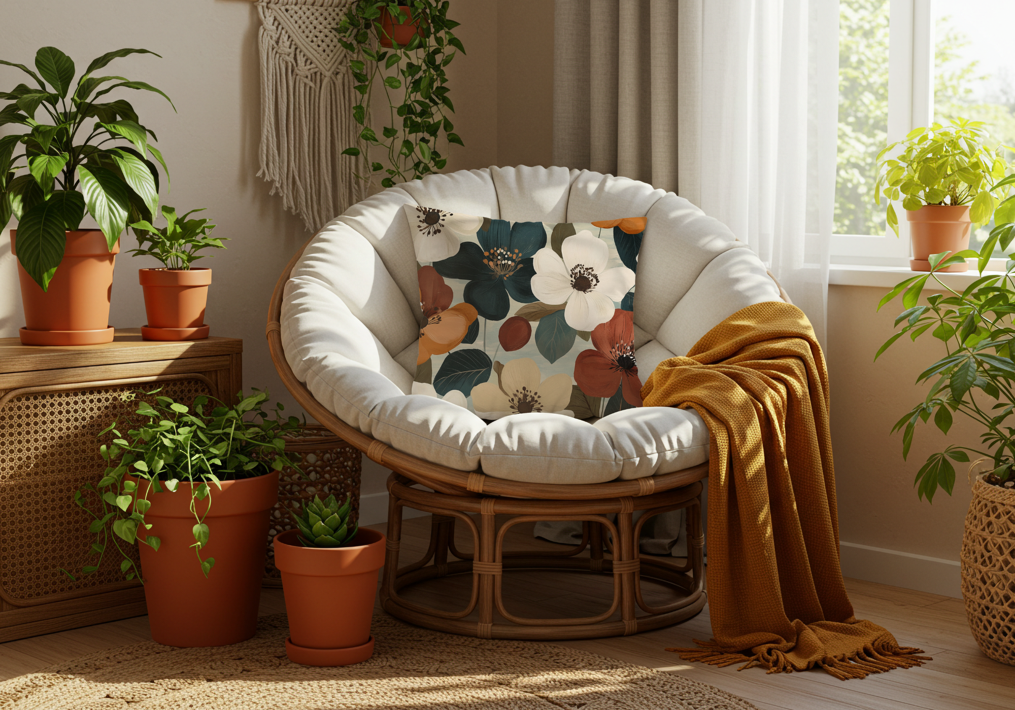Personalized Anemone Bloom Pillow with Custom Name