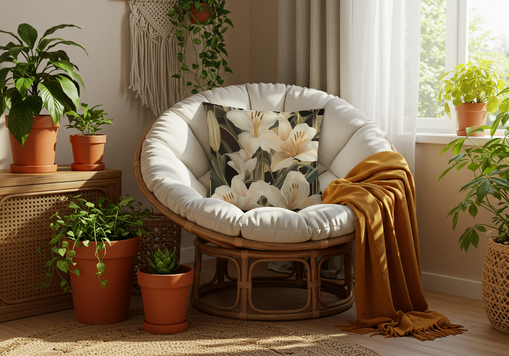Personalized Oriental Lily Veranda Pillow with Custom Name