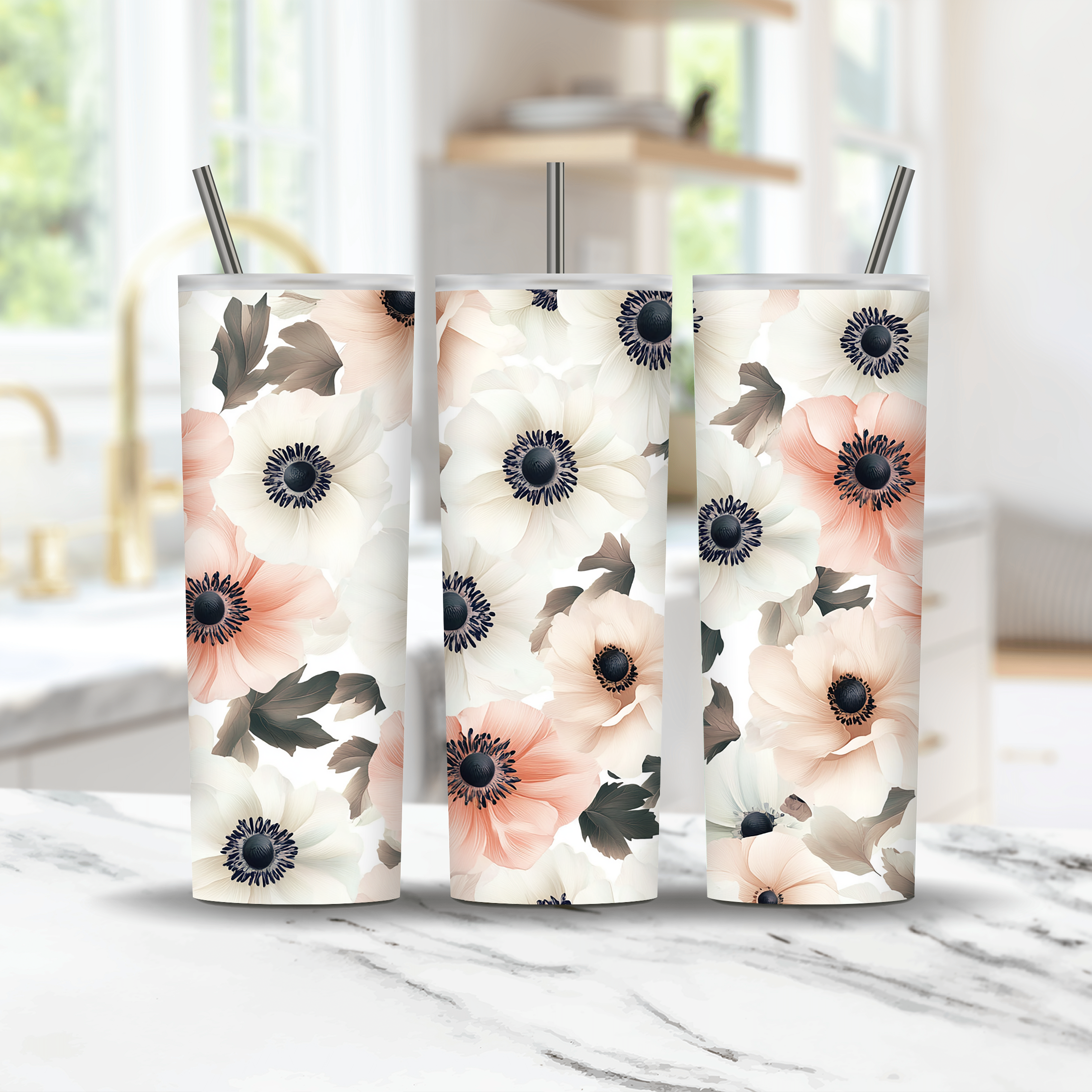 Personalized Meadow Blossom Stainless Steel Tumbler with Custom Name