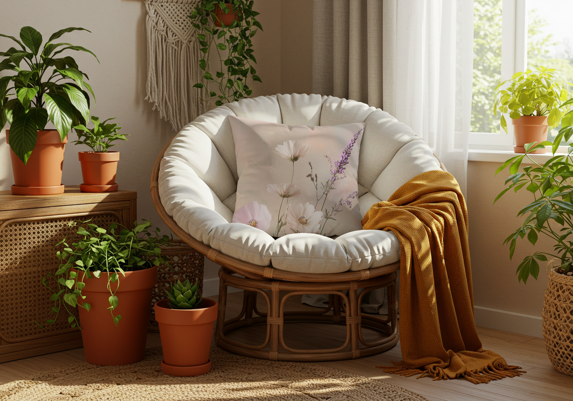 Personalized Cosmos Meadow Pillow with Custom Name