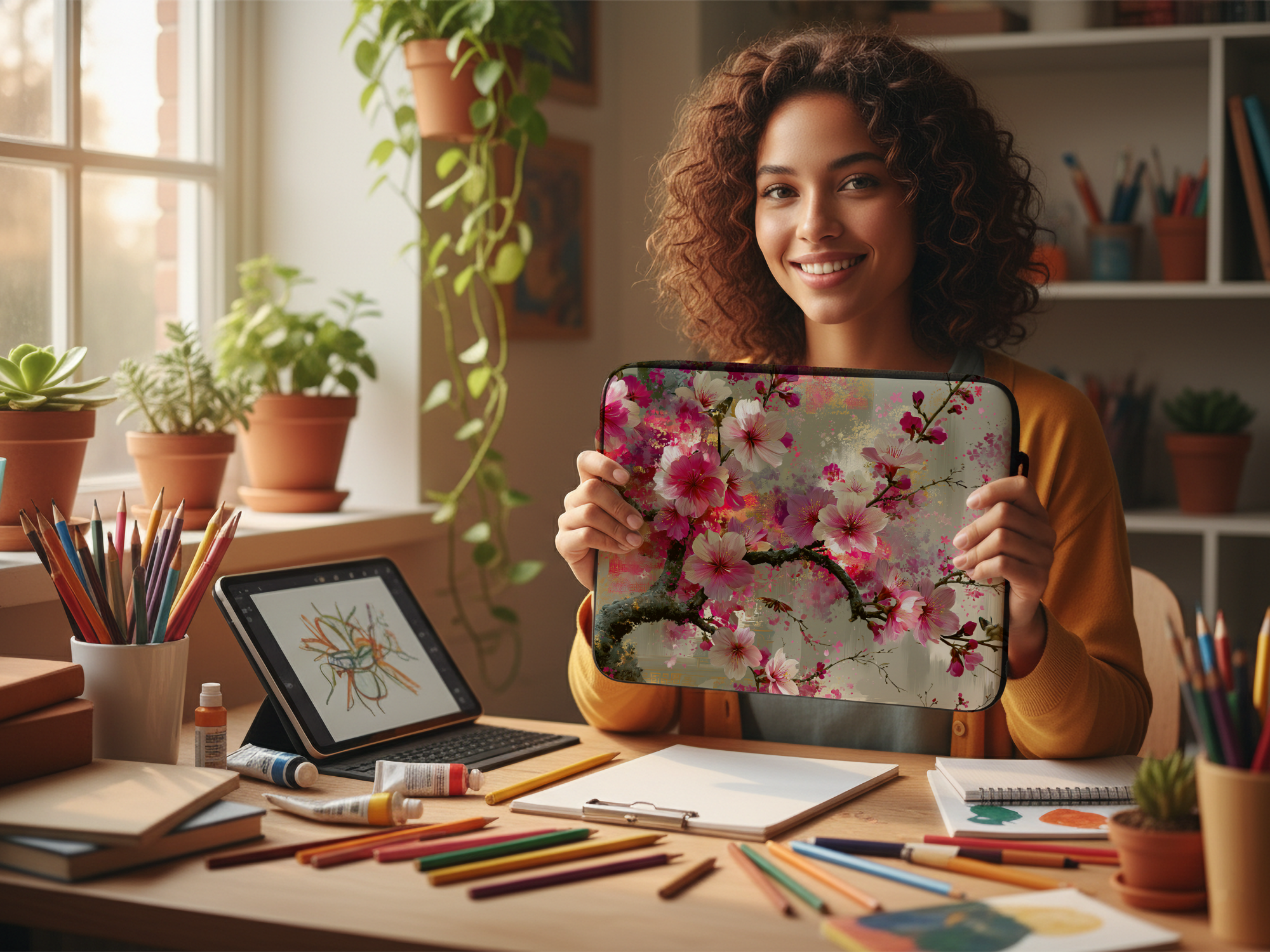 Cherry Blossom Computer Portfolio with Custom Name