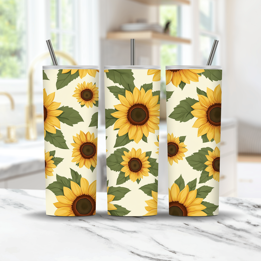 Personalized Sunflower Stainless Steel Sip Tumbler with Custom Garden Name
