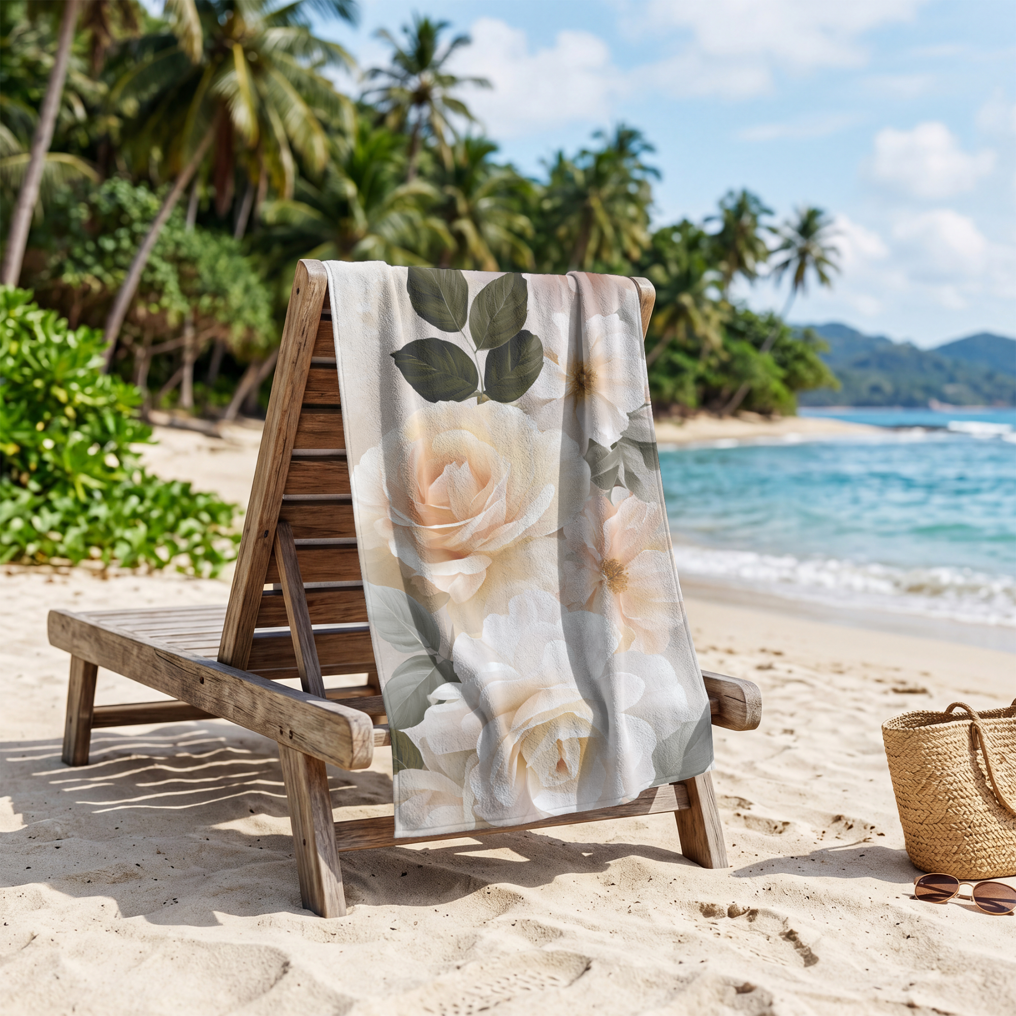 Personalized Botanical Floral Bath & Beach Towel