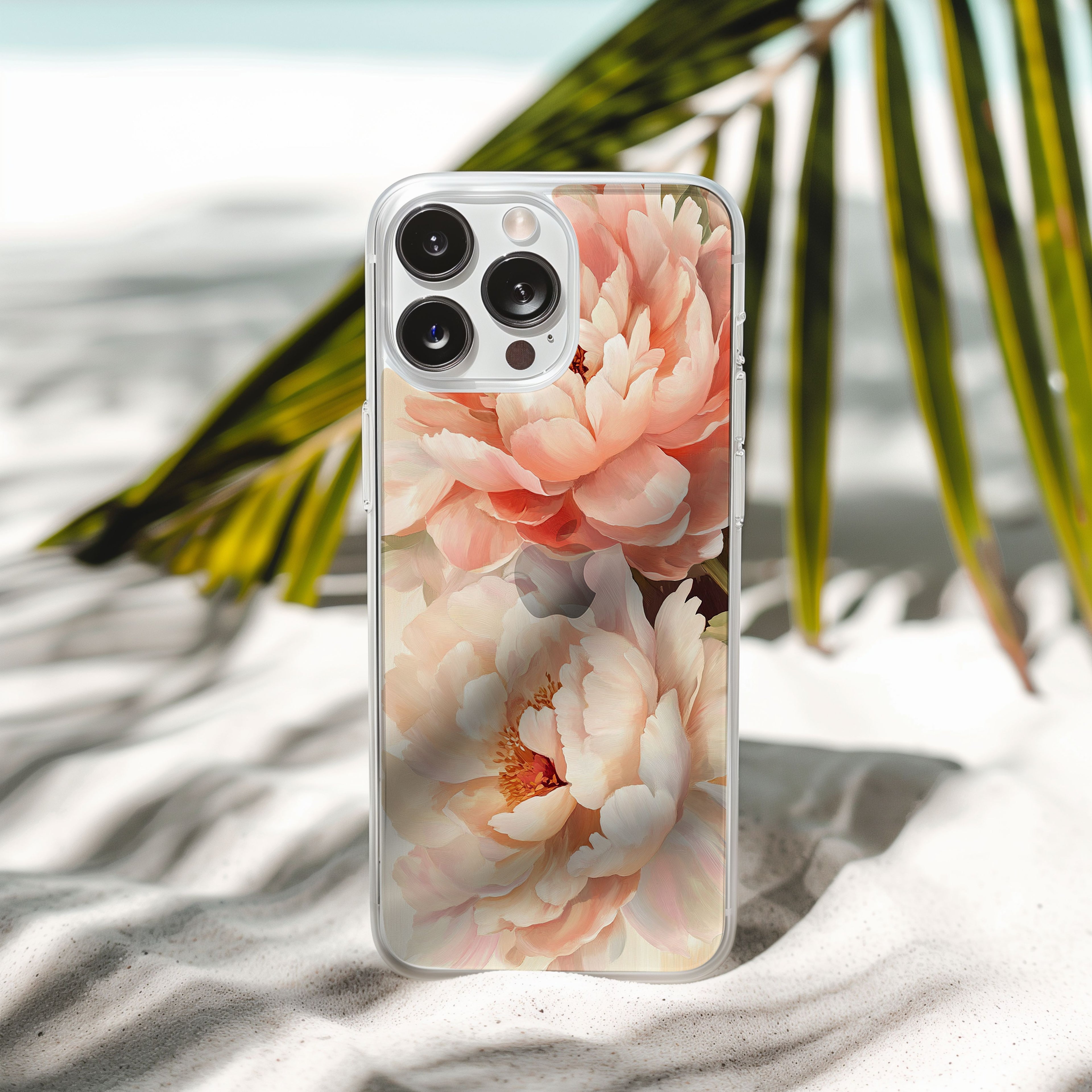 Custom Peony iPhone Case with Personalized Name & Botanical Elegance