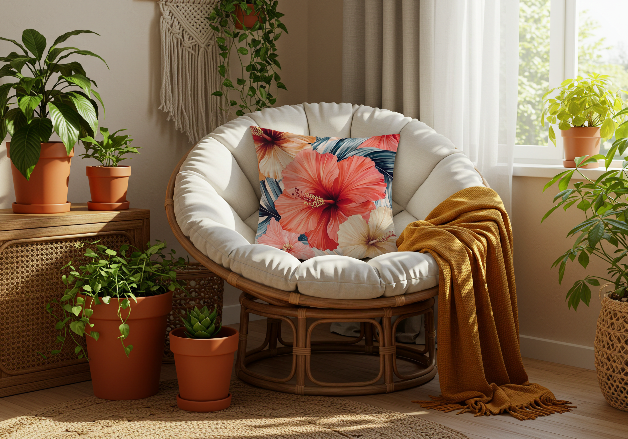 Personalized Hibiscus Breeze Pillow with Custom Name