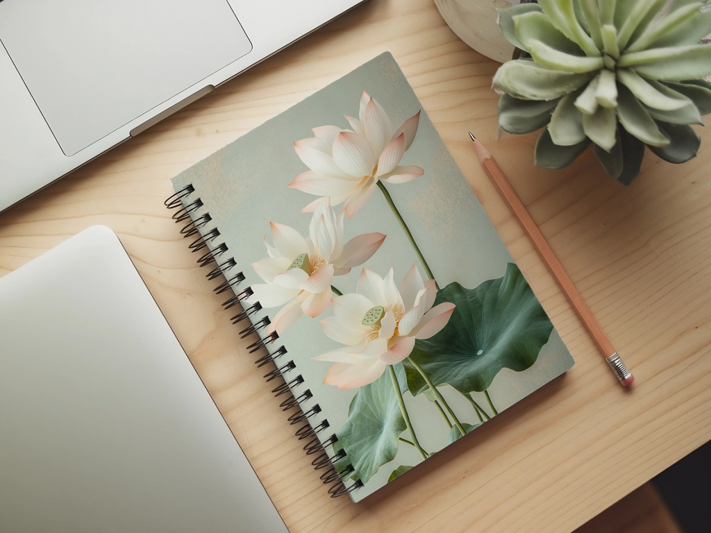 Lotus Spiral Notebook Personalized for Peaceful Pond Inspirations
