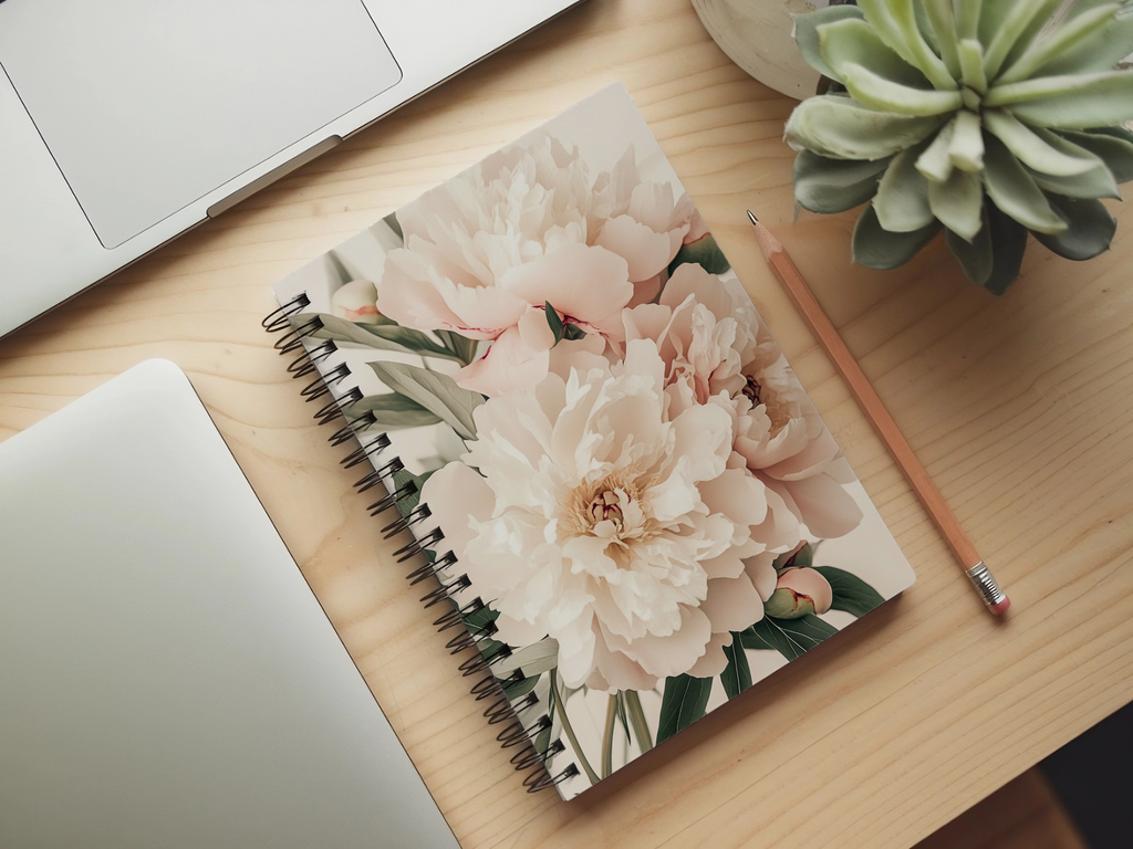Peonies Spiral Notebook Personalized for Grand Bloom Inspirations