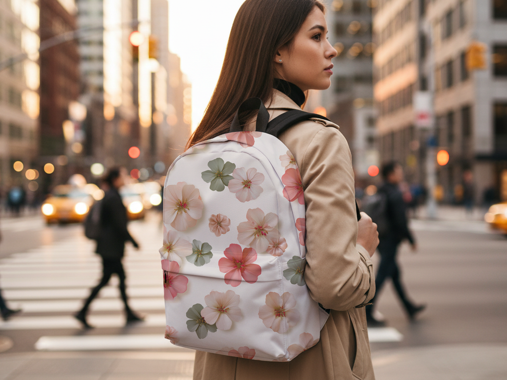 Custom Botanical Travel Backpack with Personalized Name